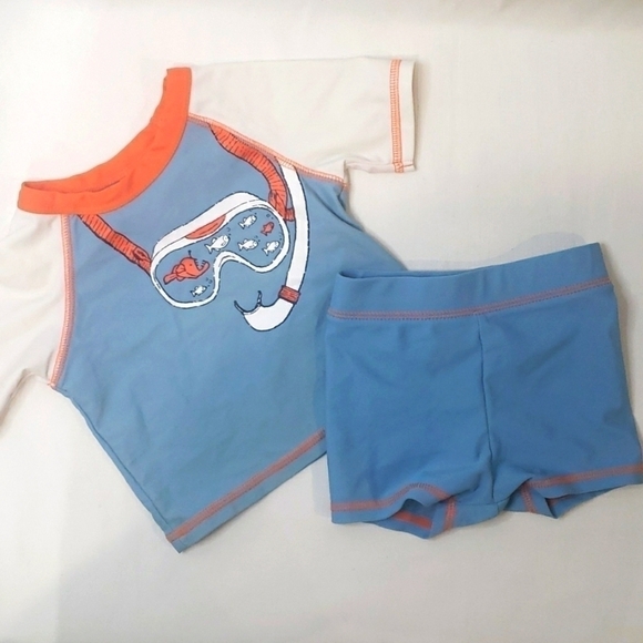 𝅺5/$30 JOE FRESH SPF Swim Set Graphic Snorkeling Rashguard Shorts - Picture 1 of 5